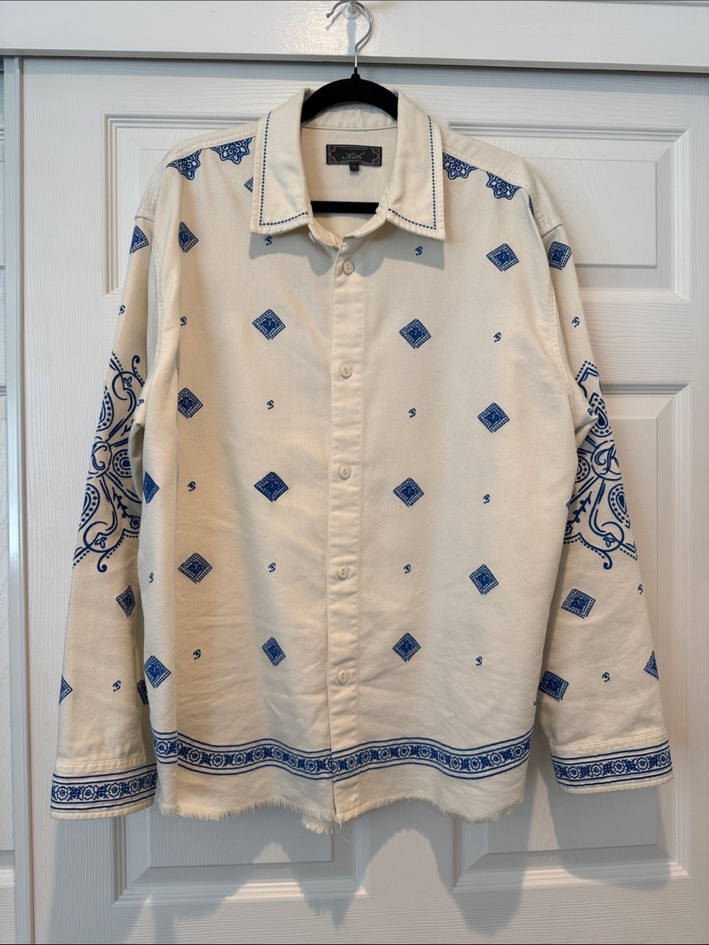Rare! Kith Cream Raw Hem Heavy Denim Apollo Shirt